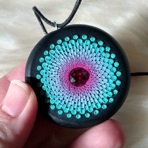 Trippy polymer clay necklace
